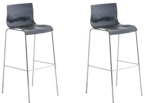 Conjunto de 2 bancos de bar Hoover em plástico e com estrutura cromada 43 x 100 x 48 cm Cinzento