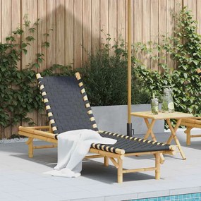 vidaXL Espreguiçadeira com Tiras Pretas Entrelaçadas 55x200x30cm Bambu