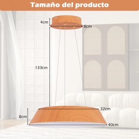 Candeeiro de teto de 21 W com montagem em grão de madeira Candeeiro suspenso com estrutura metálica LED Candeeiro suspenso para quarto Candeeiro suspe