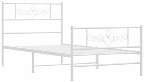 Estrutura de cama com cabeceira e pés 107x203 cm metal branco