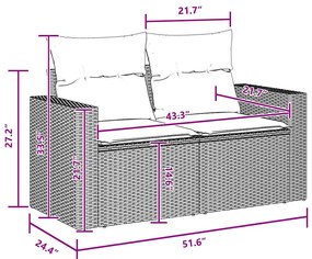Conjunto de Sofás de Jardim de 11 Peças com Almofadas, em Rattan de Po