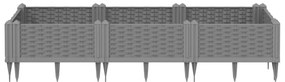 Vaso/floreira jardim c/ estacas 125x40x28,5 cm PP cinza-claro