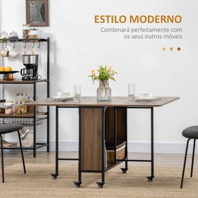 HOMOM Mesa de Cozinha Dobrável Mesa de Refeição Dobrável com Rodas Lat