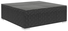 4 pcs conjunto lounge de jardim c/ almofadões vime PE preto
