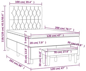 Cama boxspring com colchão 120x200 cm veludo azul-escuro