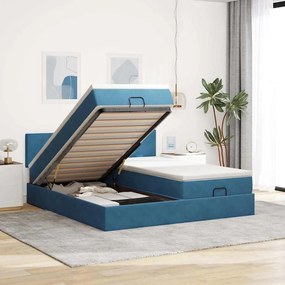 vidaXL Estrutura cama otomana colchões 180x200 cm veludo azul escuro