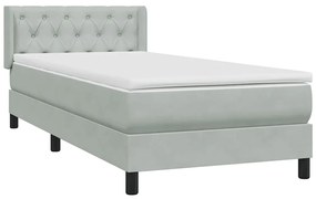 Cama com molas/colchão cinzento-claro 80x210 cm veludo