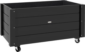 Outsunny Floreira de Madeira para Exterior com Orifícios de Drenagem e Tecido Não Tecido para Flores e Plantas 89x48x47 cm Preto | Aosom Portugal