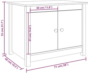 Mesa de centro 71x49x55 cm madeira de pinho maciça