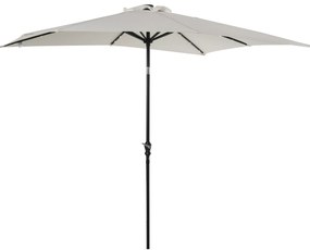 Outsunny Chapéu de Sol com Luzes LED 268x205x248 cm Chapéu de Sol de Jardim Inclinável até 45° e Abertura a Manivela Creme