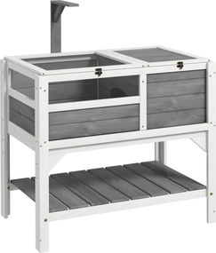 PawHut Casa cercado para tartarugas sobre suportes com prateleira de armazenamento em madeira maciça - 84 x 51 x 103 cm | Aosom Portugal