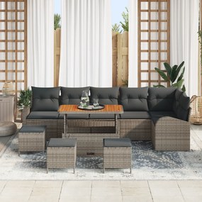 Conjunto de Sofá de Jardim vidaXL de 10 Peças com Almofadas Cinza Ratt