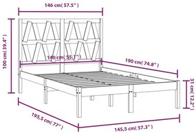 Estrutura de cama 140x190 cm pinho maciço