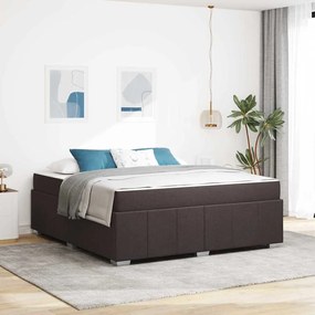 vidaXL Estrutura da Cama com colchão Marrom Escuro 180 x 200 cm tecido