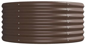 Canteiro elevado jardim 368x80x36cm aço revestido a pó castanho