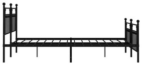 Estrutura de cama com cabeceira e pés 183x213 cm metal preto