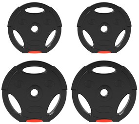 SPORTNOW Conjunto de Discos de Pesos de 4 Peças Discos de Pesos 2x10 kg e 2x5 kg com Orifícios de 2,5 cm Preto | Aosom Portugal