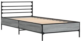 Estrutura cama 100x200 cm derivados madeira/metal cinza sonoma