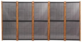 Divisória/biombo com 5 painéis 350x180 cm preto