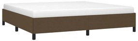 Estrutura de cama sem colchão 200x200 cm tecido castanho-escuro