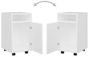Móvel de apoio com rodas 33x38x60 cm contraplacado branco
