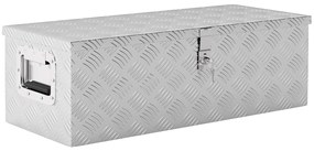 HOMCOM Caixa de Ferramentas em Alumínio com Tampa Abatível Pegas Laterais e Fecho com Chave Maleta de Ferramentas Portátil 76x33x25 cm Prata | Aosom Portugal