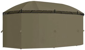 Gazebo c/ cortinas 520x349x255 cm 180 g/m² cinzento-acastanhado