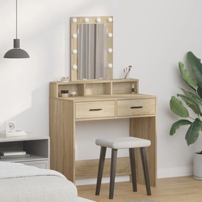 Mesa de Maquiagem vidaXL com Luzes LED Carvalho Sonoma 79x41x140 cm