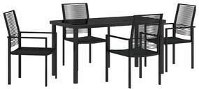 Conjunto de jantar de jardim 5 peças - Preto, PVC Rattan