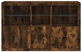Aparador com luzes LED 162x37x100 cm carvalho fumado