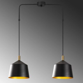 Candeeiro Suspenso Saglam – Preto e Dourado – 70 x 70 cm