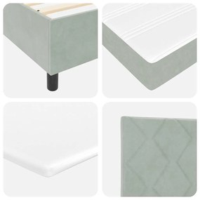 Cama com estrado e colchão cinza claro 140 x 200 cm em veludo