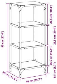 Unidade prateleiras c/ tampo vidro transparente 40x30x95 cm aço