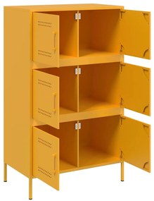 Aparador alto 68x39x113 cm aço amarelo mostarda