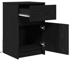 Criado-mudo LED 2 pcs Carvalho preto 38 x 34 x 61 cm Aglomerado