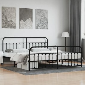 352603 vidaXL Estrutura de cama com cabeceira e pés 200x200 cm metal preto