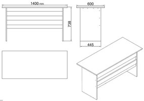 Conjunto de Mobiliário de Escritório VO9 – Branco – Secretária 140x73,