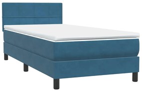Cama com molas/colchão 80x220 cm veludo azul-escuro