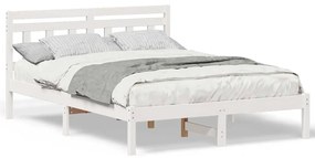 Estrutura da Cama Branco 140 x 190 cm Madeira de Pinheiro