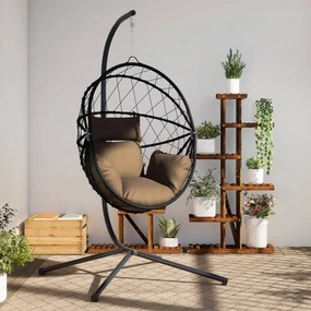vidaXL Cadeira em forma de ovo suspensa c/ suporte vime/aço antracite