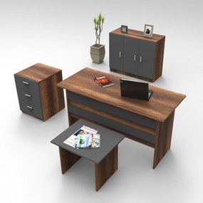 Conjunto de Mobiliário de Escritório VO12 – Nogueira e Antracite – Med