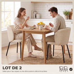 Conjunto de 2 Cadeiras de Jantar, 58 x 57 x 77 cm (MESA NÃO INCLUIDA), Estofadas em Chenille, Bege