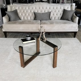 Mesa de Centro Yuvarlak Cam Orta Sehpa S300 – Nogueira – 80x41x80 cm