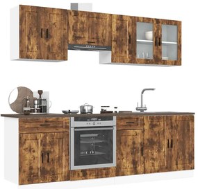 8 peças armário de cozinha conjunto Kalmar carvalho fumado