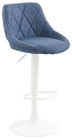 Banco de bar Lazio em tecido e com estrutura branca 46 x 83-104 x 49 cm Azul