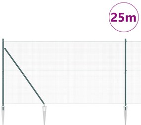 Cerca de Fio Soldado com 13 Postes Espigão Verde 1,5x25 m Aço