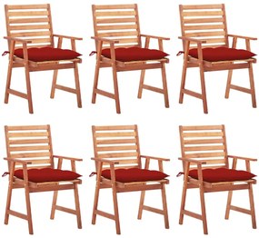 Cadeiras de jantar p/ jardim 6 pcs c/ almofadões acácia maciça