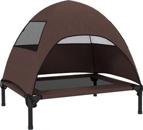 PawHut Cama para Cães Exterior com Dossel, Cama Elevada para Cães de Porte Médio, 76 x 61 x 71cm, Café | Aosom Portugal
