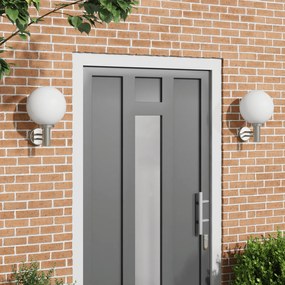 vidaXL Luzes de parede externas 2 pcs Prata Aço Inoxidável IP44