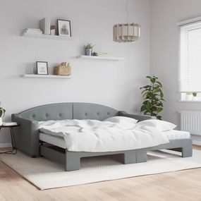 vidaXL Sofá-cama c/ gavetão e colchões 100x200cm tecido cinzento-claro